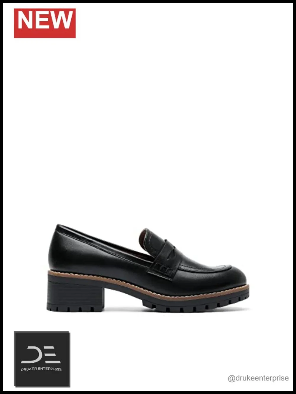 Chunky Heeled Loafers with Platform Slip-On